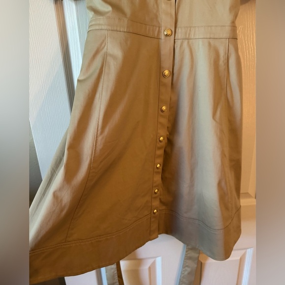J. Crew Tie-waist shirtdress stretch twill Khaki snap button Size 12 NWT - Picture 6 of 10